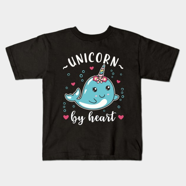 Narwhal Unicorn by Heart Kids T-Shirt by FloraLi